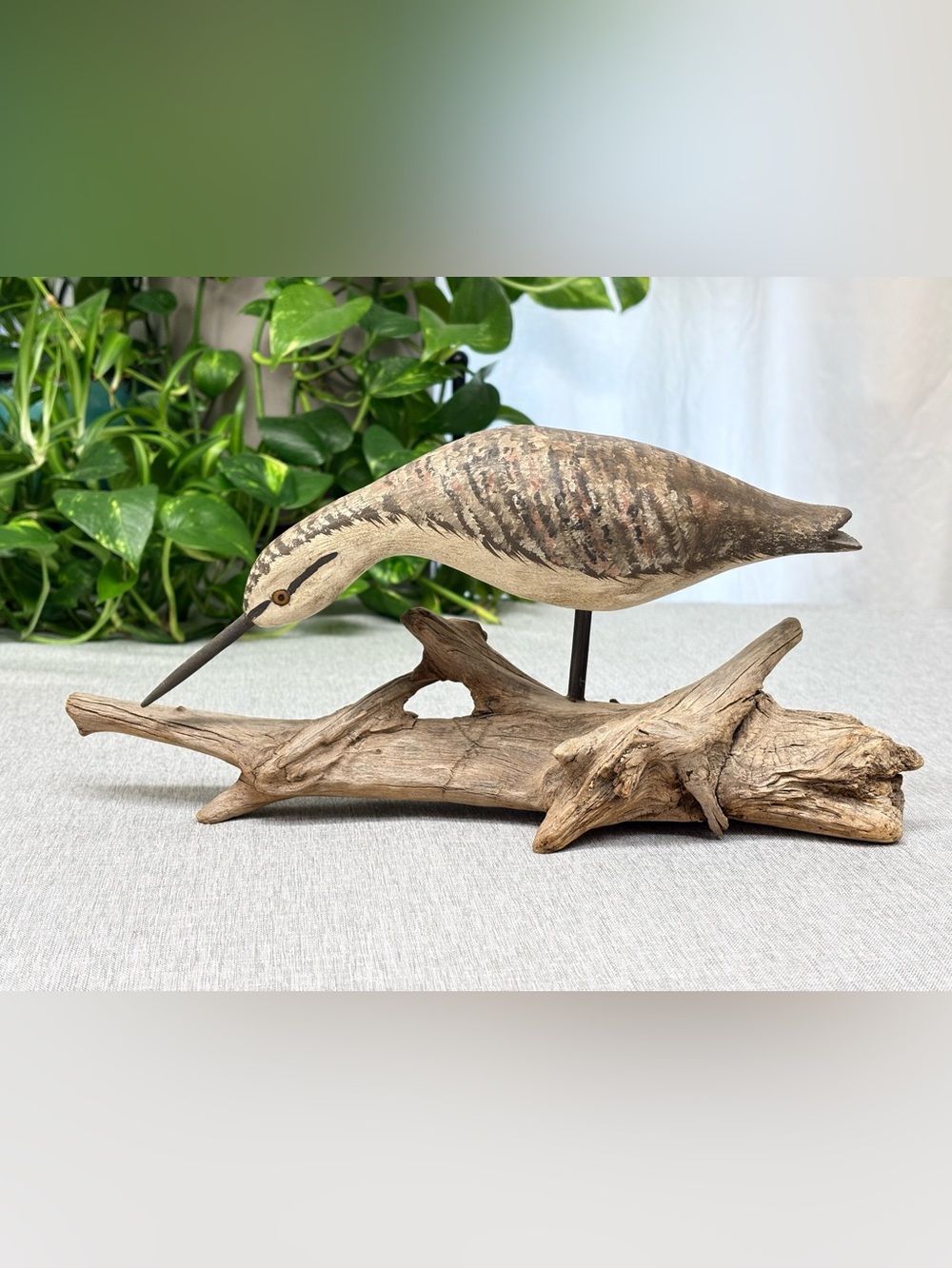 Authentic Harry Monk Carved Wood Whimbrel Curlew Shorebird Decoy Signed 13”